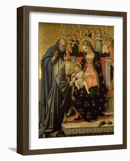 Mystic Marriage of St. Catherine, Detail (Panel)-Lorenzo da Sanseverino-Framed Giclee Print