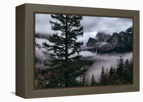 Mystical Fog Fills Yosemite Valley at Bridalveil Falls January National Parks-Vincent James-Framed Premier Image Canvas