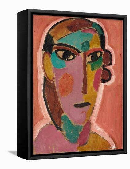 Mystical Head: Woman's Head on a Red Background, C. 1917 (Oil and Pencil on Board)-Alexej Von Jawlensky-Framed Premier Image Canvas