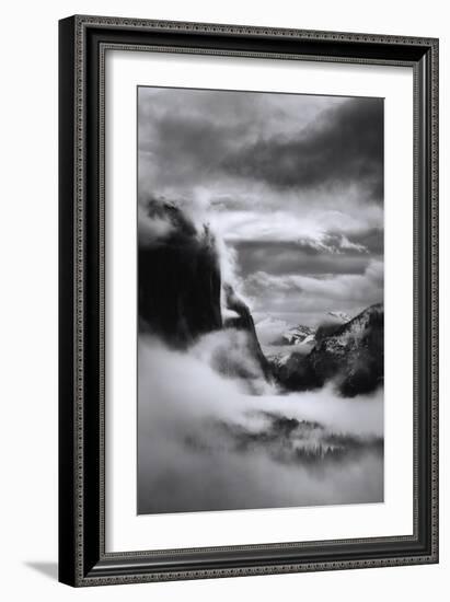 Mystical Magical Surreal Yosemite Valley in Winter Clouds Black White-Vincent James-Framed Photographic Print