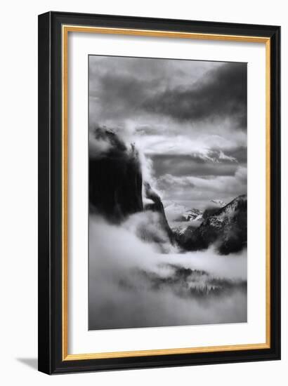 Mystical Magical Surreal Yosemite Valley in Winter Clouds Black White-Vincent James-Framed Photographic Print