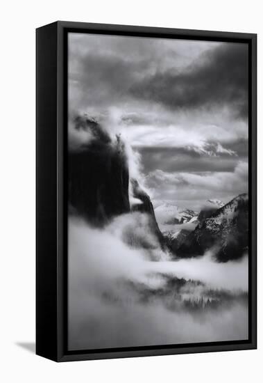 Mystical Magical Surreal Yosemite Valley in Winter Clouds Black White-Vincent James-Framed Premier Image Canvas