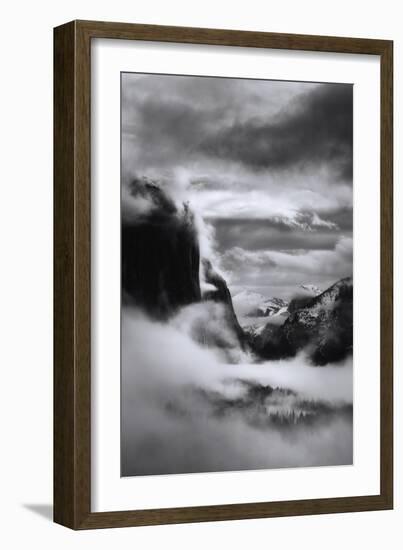 Mystical Magical Surreal Yosemite Valley in Winter Clouds Black White-Vincent James-Framed Photographic Print