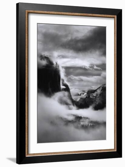 Mystical Magical Surreal Yosemite Valley in Winter Clouds Black White-Vincent James-Framed Photographic Print