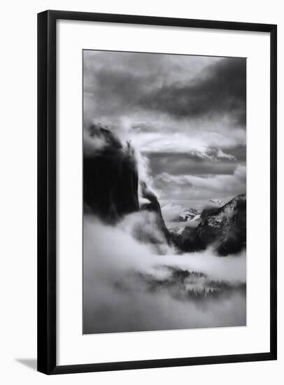 Mystical Magical Surreal Yosemite Valley in Winter Clouds Black White-Vincent James-Framed Photographic Print