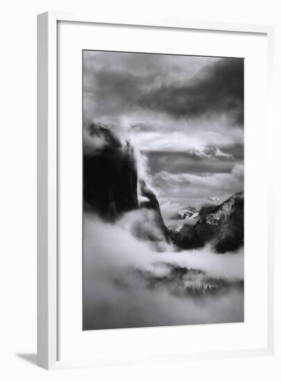 Mystical Magical Surreal Yosemite Valley in Winter Clouds Black White-Vincent James-Framed Photographic Print