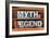 Myth and Legend Words Made from Metallic Letterpress Type on Wooden Tray-Yury Zap-Framed Photographic Print