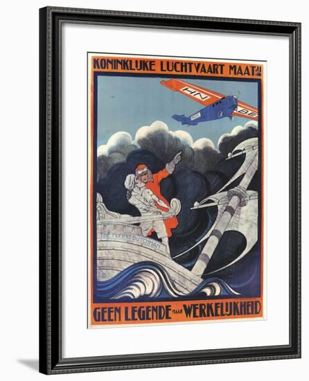 Myth Of The Flying Dutchman Advertising KLM Dutch Airlines In A Fokker-Anthonius Mathiew-Framed Art Print