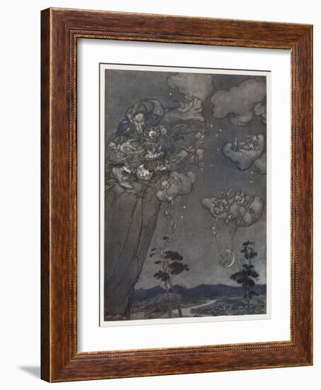 Myth, Old Squaw, Moon, Star-Arthur Rackham-Framed Art Print