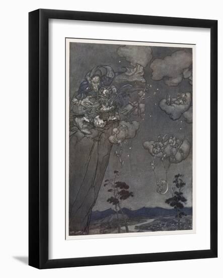 Myth, Old Squaw, Moon, Star-Arthur Rackham-Framed Art Print