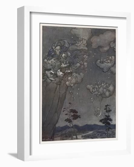 Myth, Old Squaw, Moon, Star-Arthur Rackham-Framed Art Print