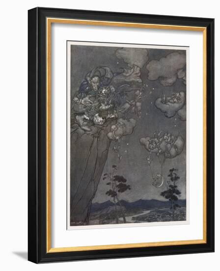 Myth, Old Squaw, Moon, Star-Arthur Rackham-Framed Art Print