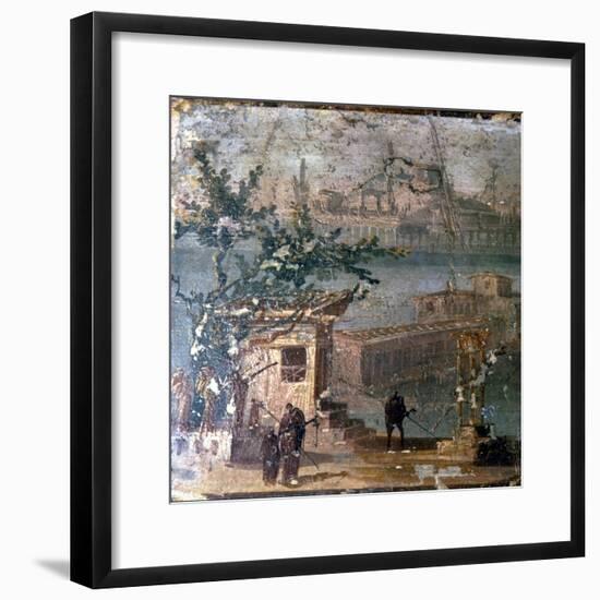 Mythical landscape at Naples, Roman wallpainting from Pompeii, c1st century-Unknown-Framed Giclee Print