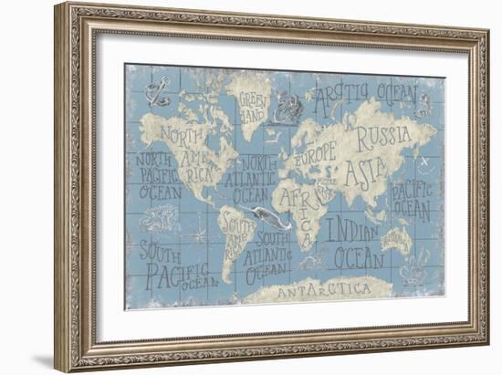 Mythical Map I Blue-Mary Urban-Framed Art Print