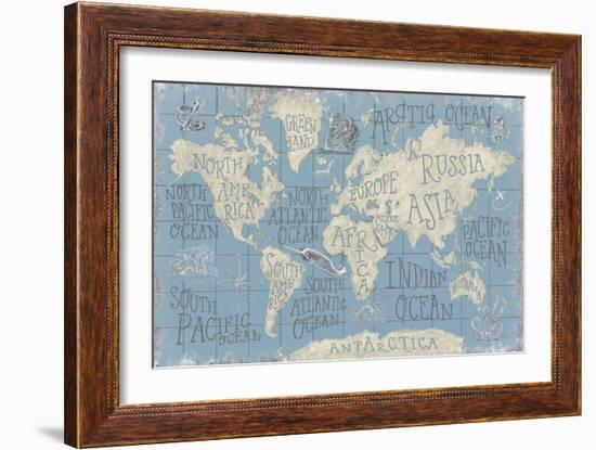 Mythical Map I Blue-Mary Urban-Framed Art Print