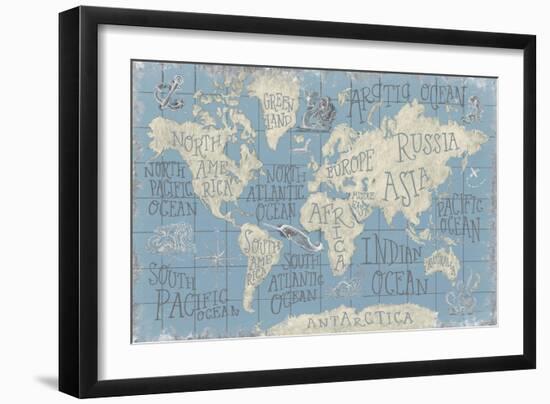 Mythical Map I Blue-Mary Urban-Framed Art Print