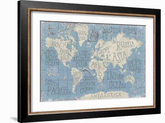 Mythical Map I Blue-Mary Urban-Framed Art Print