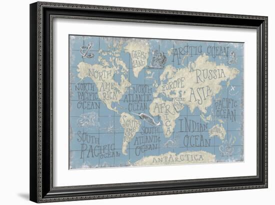 Mythical Map I Blue-Mary Urban-Framed Art Print