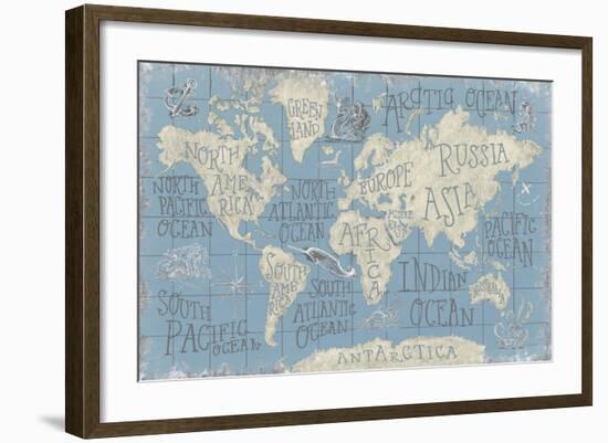 Mythical Map I Blue-Mary Urban-Framed Art Print