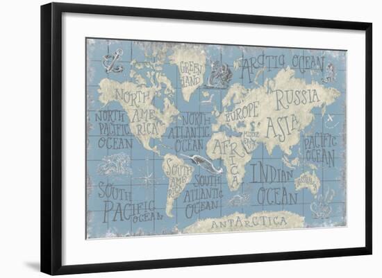 Mythical Map I Blue-Mary Urban-Framed Art Print