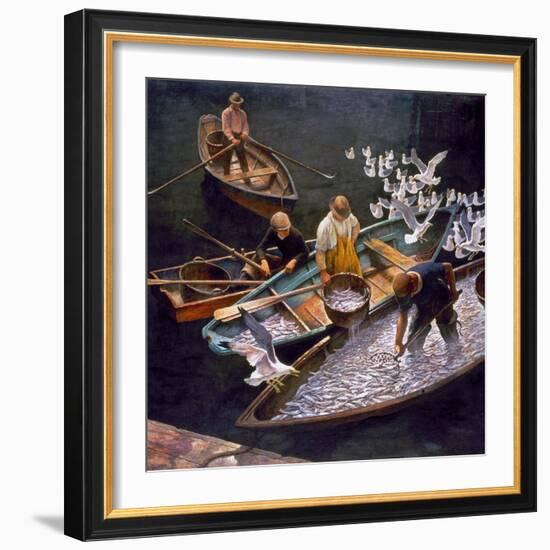 N.C. Wyeth: Fishermen-Newell Convers Wyeth-Framed Giclee Print