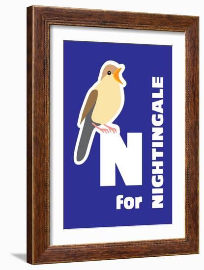 N For The Nightingale, An Animal Alphabet For The Kids-Elizabeta Lexa-Framed Art Print