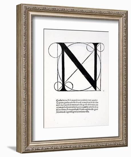 N, Illustration from 'Divina Proportione' by Luca Pacioli (C.1445-1517), Originally Pub. Venice,…-Leonardo da Vinci-Framed Giclee Print