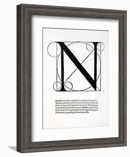 N, Illustration from 'Divina Proportione' by Luca Pacioli (C.1445-1517), Originally Pub. Venice,…-Leonardo da Vinci-Framed Giclee Print