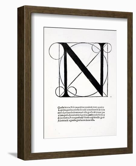 N, Illustration from 'Divina Proportione' by Luca Pacioli (C.1445-1517), Originally Pub. Venice,…-Leonardo da Vinci-Framed Giclee Print