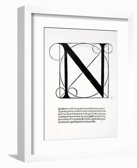 N, Illustration from 'Divina Proportione' by Luca Pacioli (C.1445-1517), Originally Pub. Venice,…-Leonardo da Vinci-Framed Giclee Print