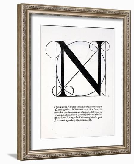 N, Illustration from 'Divina Proportione' by Luca Pacioli (C.1445-1517), Originally Pub. Venice,…-Leonardo da Vinci-Framed Giclee Print