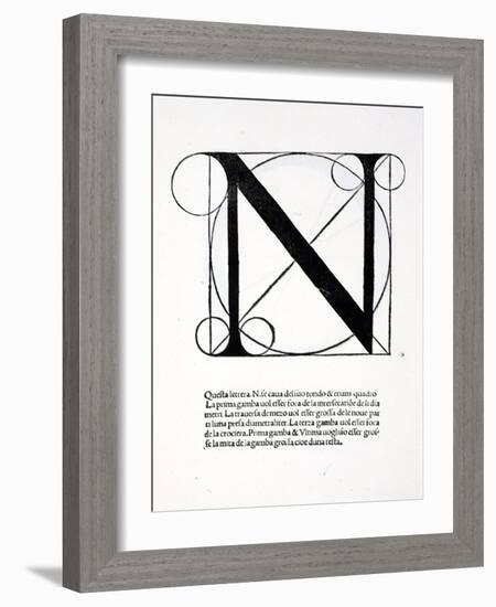 N, Illustration from 'Divina Proportione' by Luca Pacioli (C.1445-1517), Originally Pub. Venice,…-Leonardo da Vinci-Framed Giclee Print