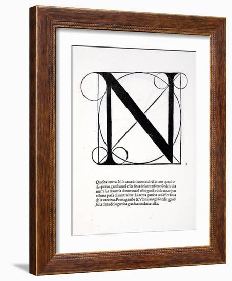 N, Illustration from 'Divina Proportione' by Luca Pacioli (C.1445-1517), Originally Pub. Venice,…-Leonardo da Vinci-Framed Giclee Print