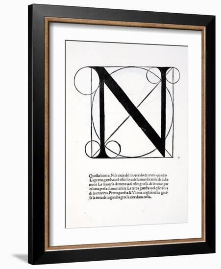 N, Illustration from 'Divina Proportione' by Luca Pacioli (C.1445-1517), Originally Pub. Venice,…-Leonardo da Vinci-Framed Giclee Print