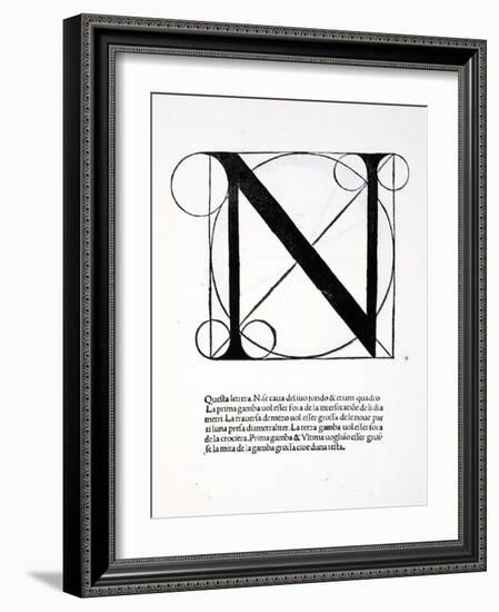 N, Illustration from 'Divina Proportione' by Luca Pacioli (C.1445-1517), Originally Pub. Venice,…-Leonardo da Vinci-Framed Giclee Print