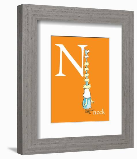 N is for Neck (orange)-Theodor (Dr. Seuss) Geisel-Framed Art Print