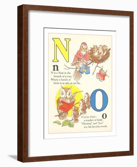 N is for Nest, O is for Owl-null-Framed Art Print