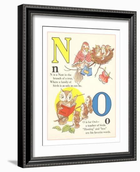 N is for Nest, O is for Owl-null-Framed Art Print