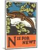 N is for Newt-null-Mounted Art Print
