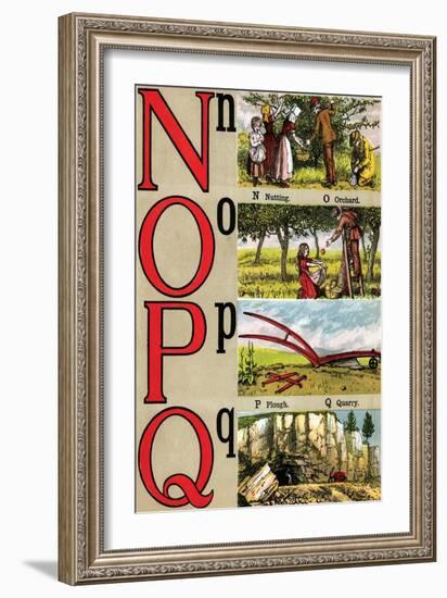 N, O, P, Q Illustrated Letters-Edmund Evans-Framed Art Print