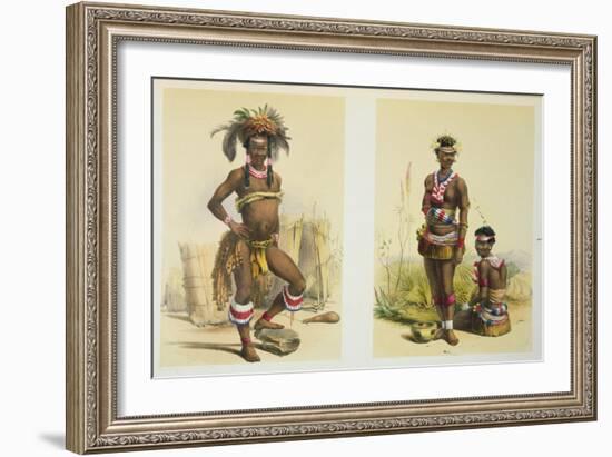 N'Pae a Young Zulu in Gala Dress and Two of King Panda-George French Angas-Framed Giclee Print