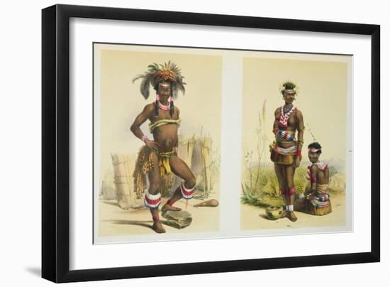 N'Pae a Young Zulu in Gala Dress and Two of King Panda-George French Angas-Framed Giclee Print