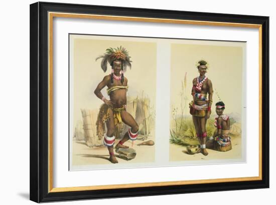 N'Pae a Young Zulu in Gala Dress and Two of King Panda-George French Angas-Framed Giclee Print