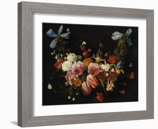 /Na Swag of Roses, Tulips, Dahlias and Other Flowers-George Wesley Bellows-Framed Giclee Print