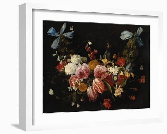 /Na Swag of Roses, Tulips, Dahlias and Other Flowers-George Wesley Bellows-Framed Giclee Print