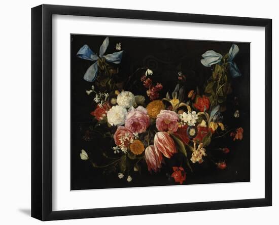 /Na Swag of Roses, Tulips, Dahlias and Other Flowers-George Wesley Bellows-Framed Giclee Print