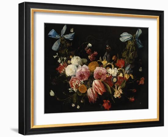 /Na Swag of Roses, Tulips, Dahlias and Other Flowers-George Wesley Bellows-Framed Giclee Print