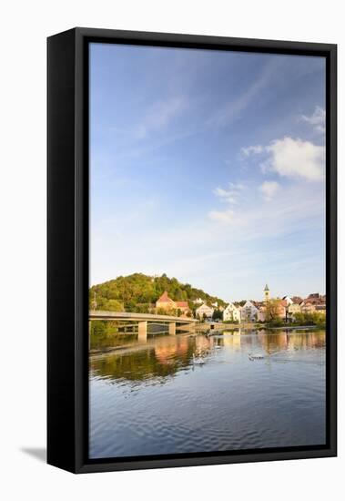 Naab, Old Town and Castle Burglengenfeld, Germany, Bavarians, Upper Palatinate, Burglengenfeld-Volker Preusser-Framed Premier Image Canvas