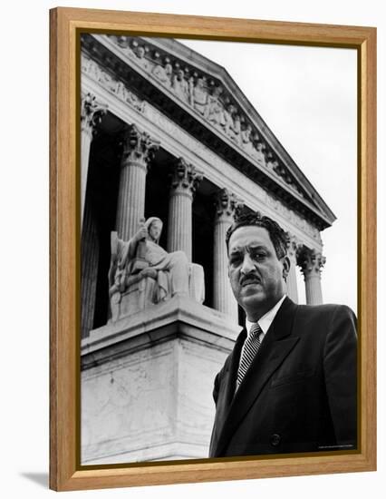 NAACP Chief Counsel Thurgood Marshall in Serious Portrait Outside Supreme Court Building-Hank Walker-Framed Premier Image Canvas