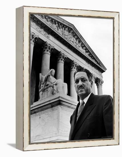 NAACP Chief Counsel Thurgood Marshall in Serious Portrait Outside Supreme Court Building-Hank Walker-Framed Premier Image Canvas